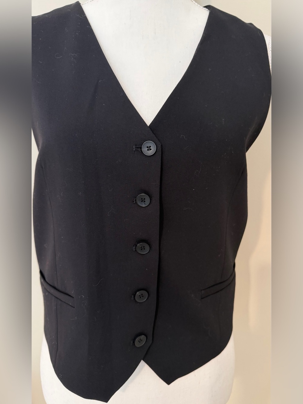 Zara Black Tailored Button-Front Vest Sz XL NWT